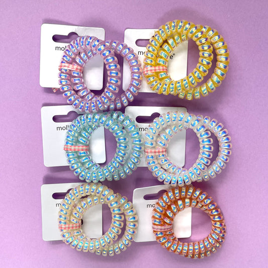 Pair of Metallic Telephone Hair Elastics