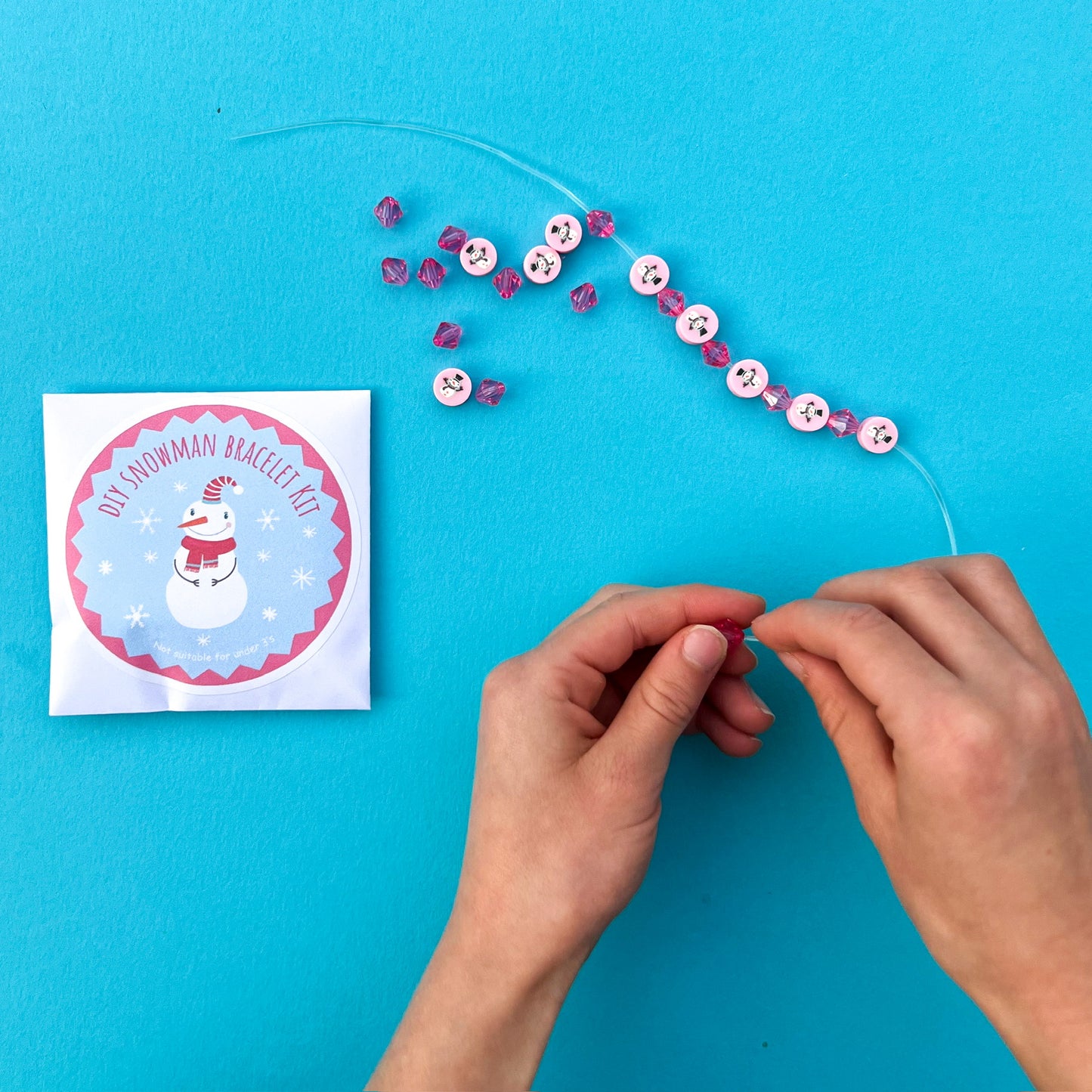 DIY Pink Snowman Bracelet