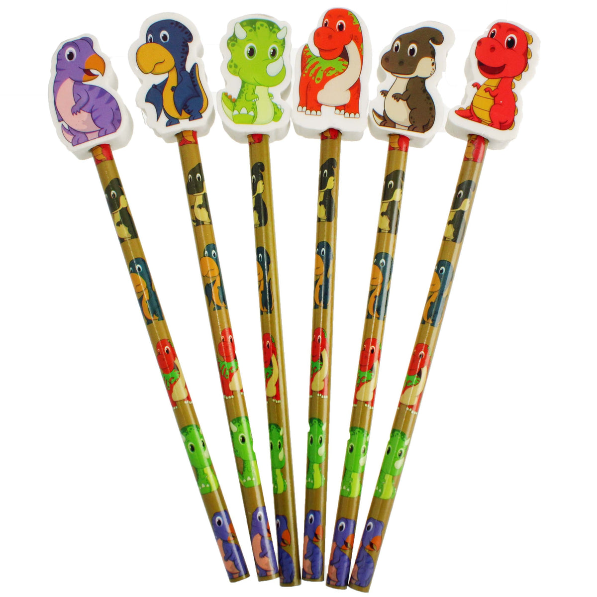 Dinosaur Pencil with Eraser — one included in The Dinosaur Party Bag - Eco Friendly; assorted designs shown where applicable