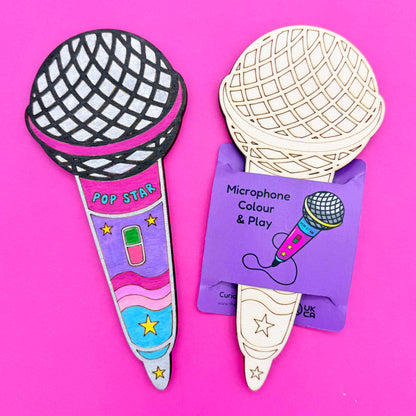 Wooden Microphone - Colour & Play - Girls — one included in Pop Diva Party Bag; assorted designs shown where applicable