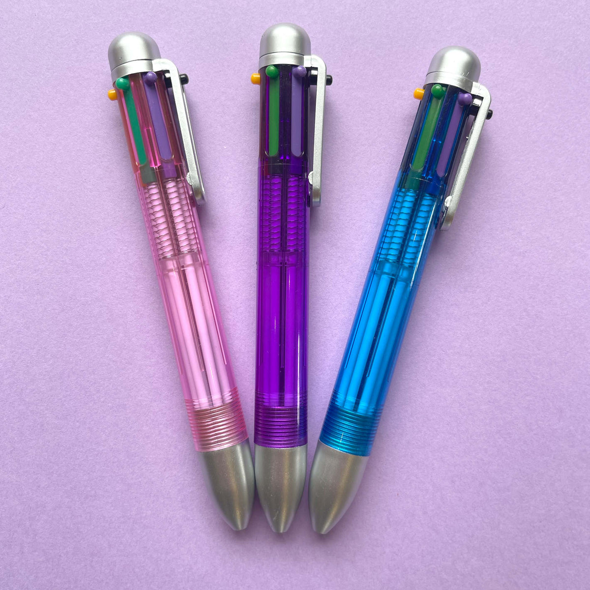 6 in 1 Colour Pen - Pink/Purple/blue — one included in Pop Diva Party Bag; assorted designs shown where applicable