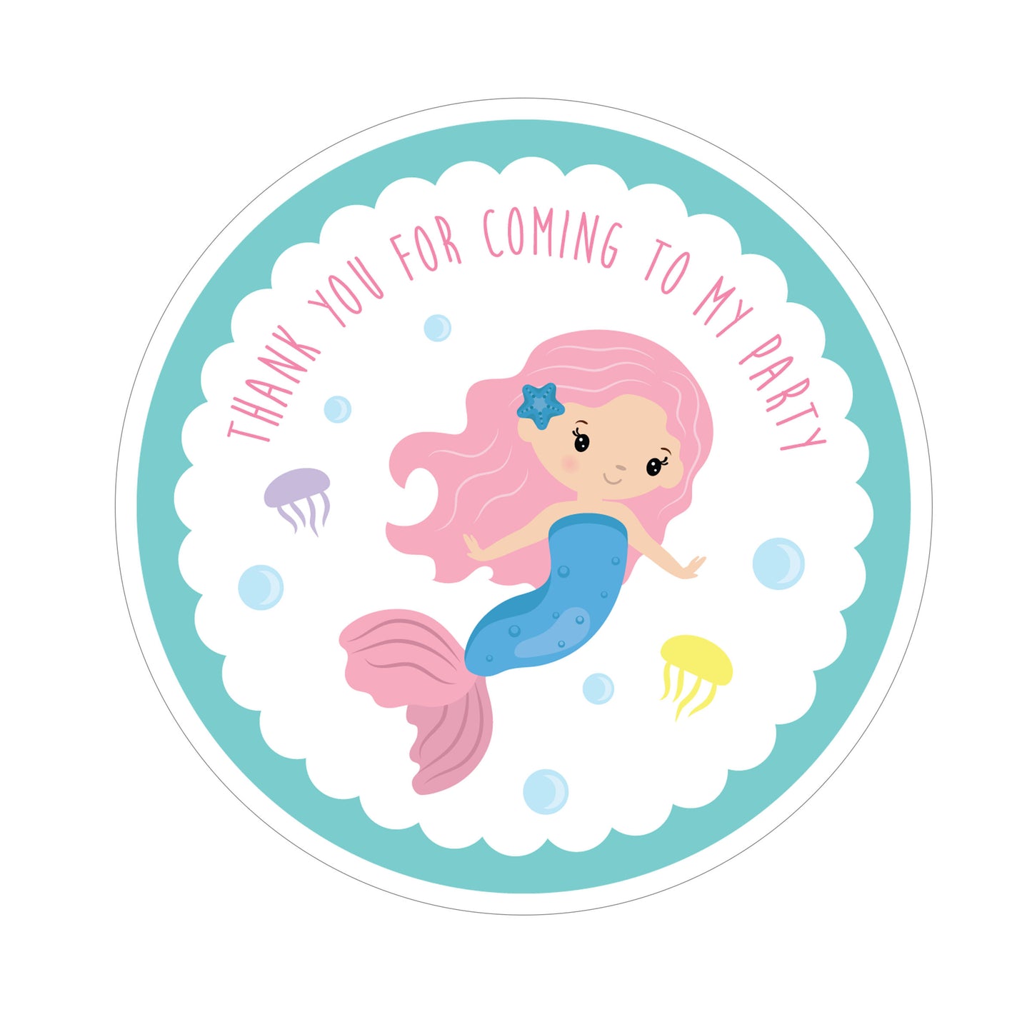 Mermaid Party Label - 8cm