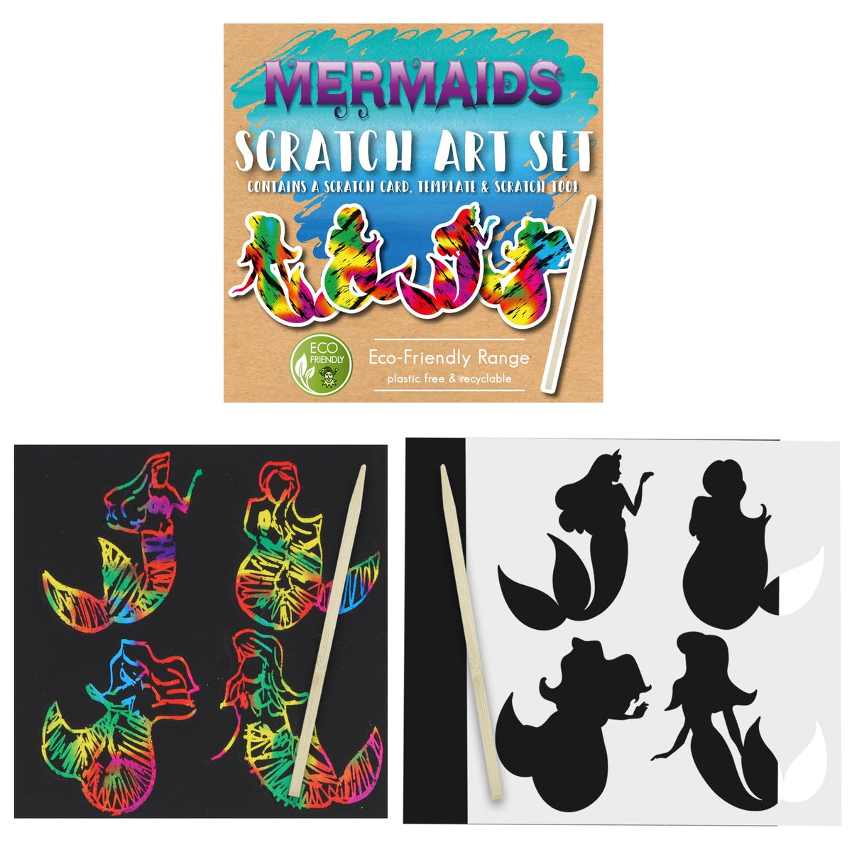 Scratch Art - Mermaid - 10cm x 10cm included in merry mermaid cotton party bag