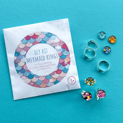 DIY - 3pk Glass Mermaid Rings-Party Bag Fillers - Girls-The Curious Caterpillar