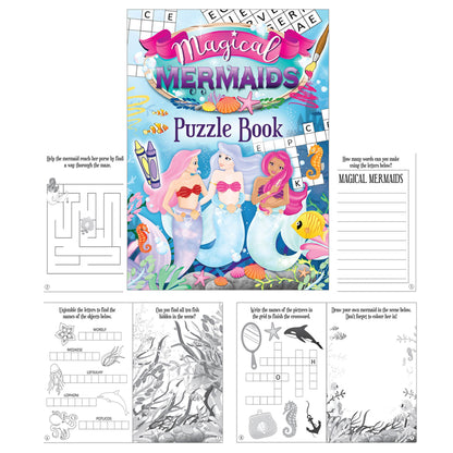 Mermaid Puzzle Book included in mermaid mini party bag with bubbles and tattoos