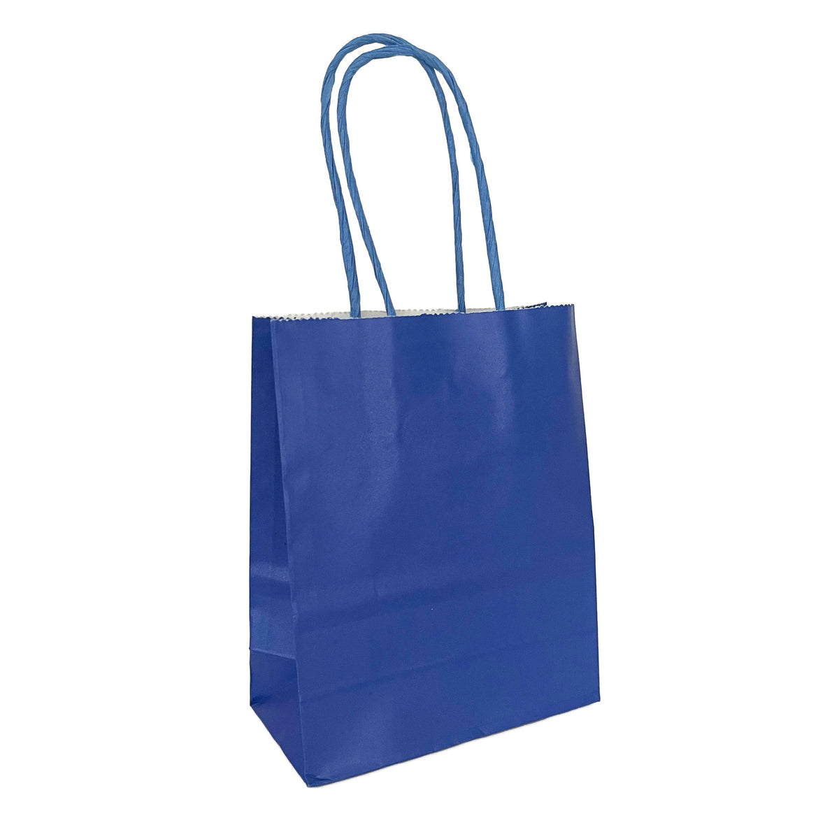 Blue mini paper party bag, 12 × 15 × 6cm; one bag included in your chosen colour
