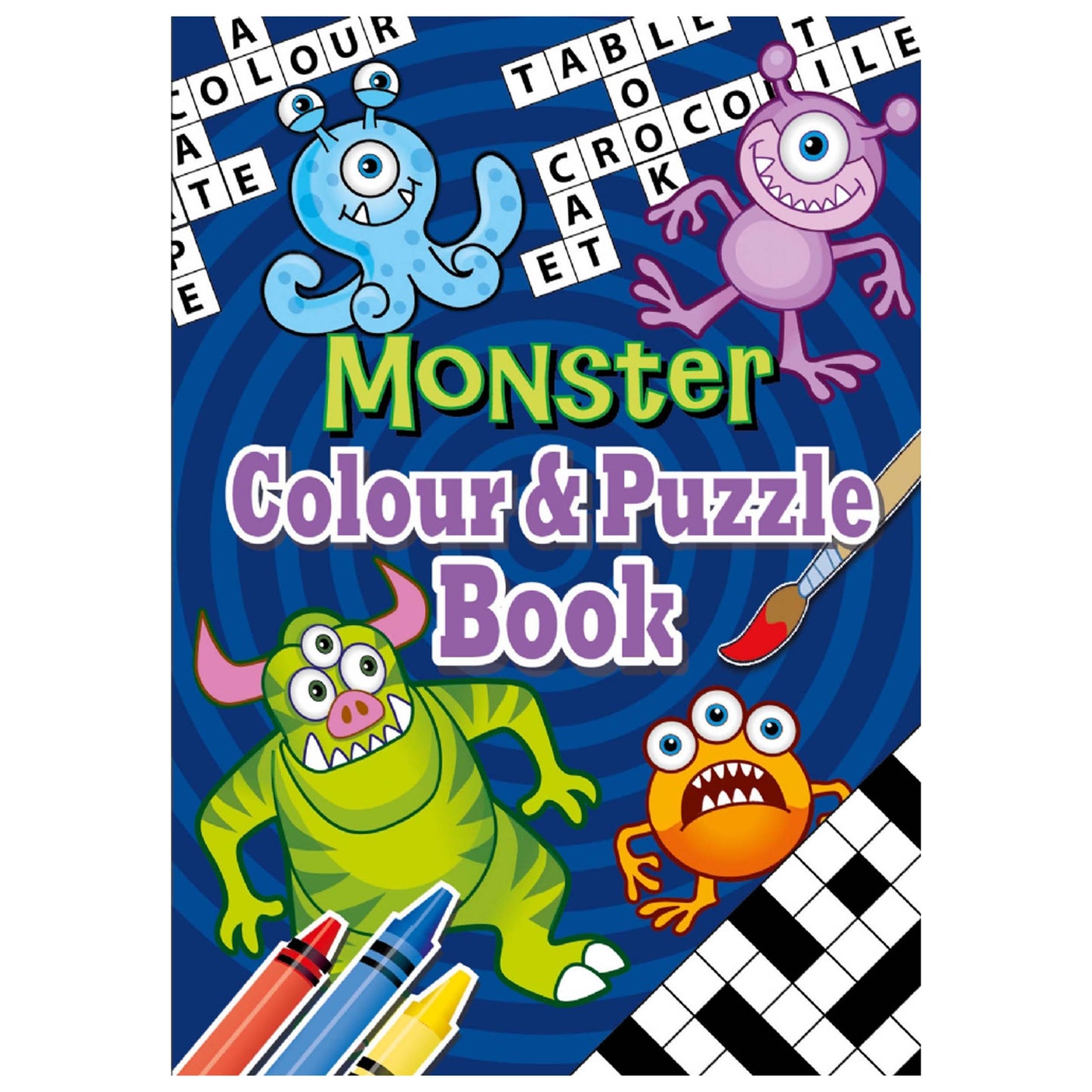 Monster Puzzle & Colouring Book
