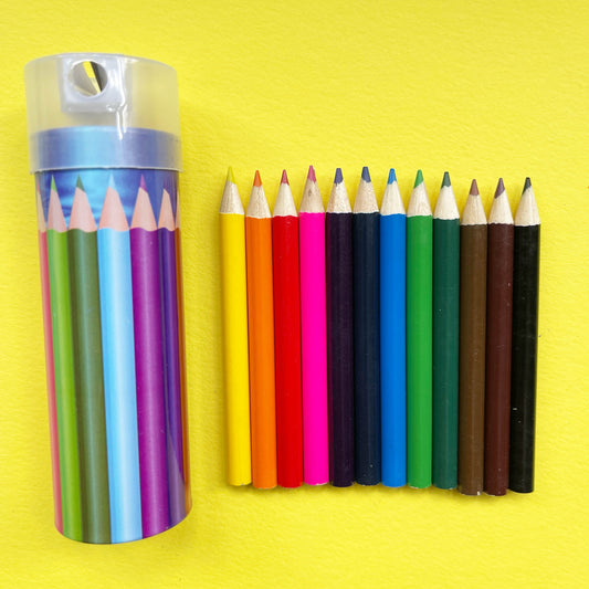 12 Colouring Pencils in a tin with Pencil Sharpener