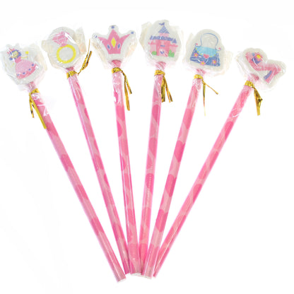 Princess Icons Pencil with shaped Eraser Topper - wrapped