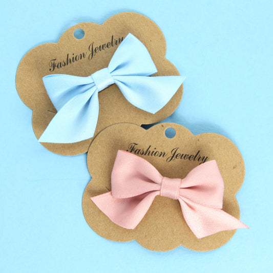 Satin Bow Hair Clip - Dusky Pink/Soft Blue Mix