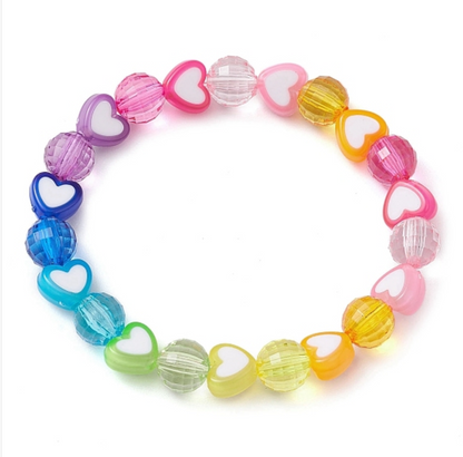 Rainbow Hearts Bead Bracelet