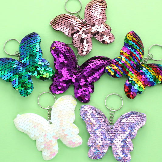 Sequin Butterfly Key Ring - 9cm x 10cm