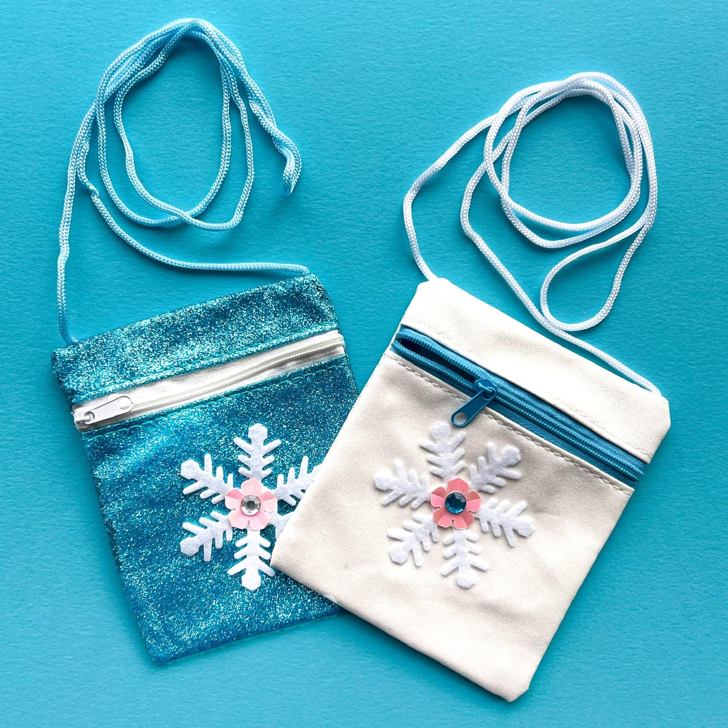 Snowflake Glitter Purse with shoulder strap