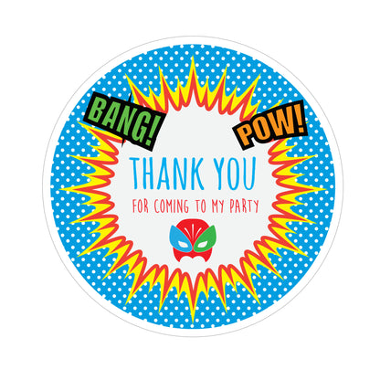 Super Hero Party Label - 8cm-The Curious Caterpillar