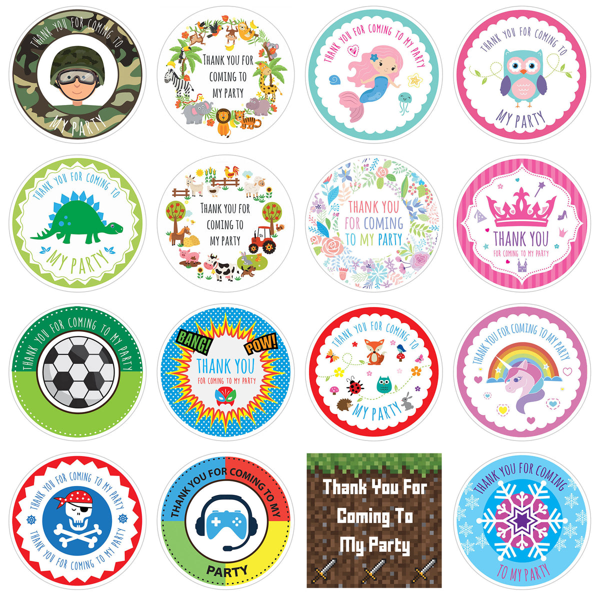 9.5cm - Party Bag Labels - Themed – The Curious Caterpillar