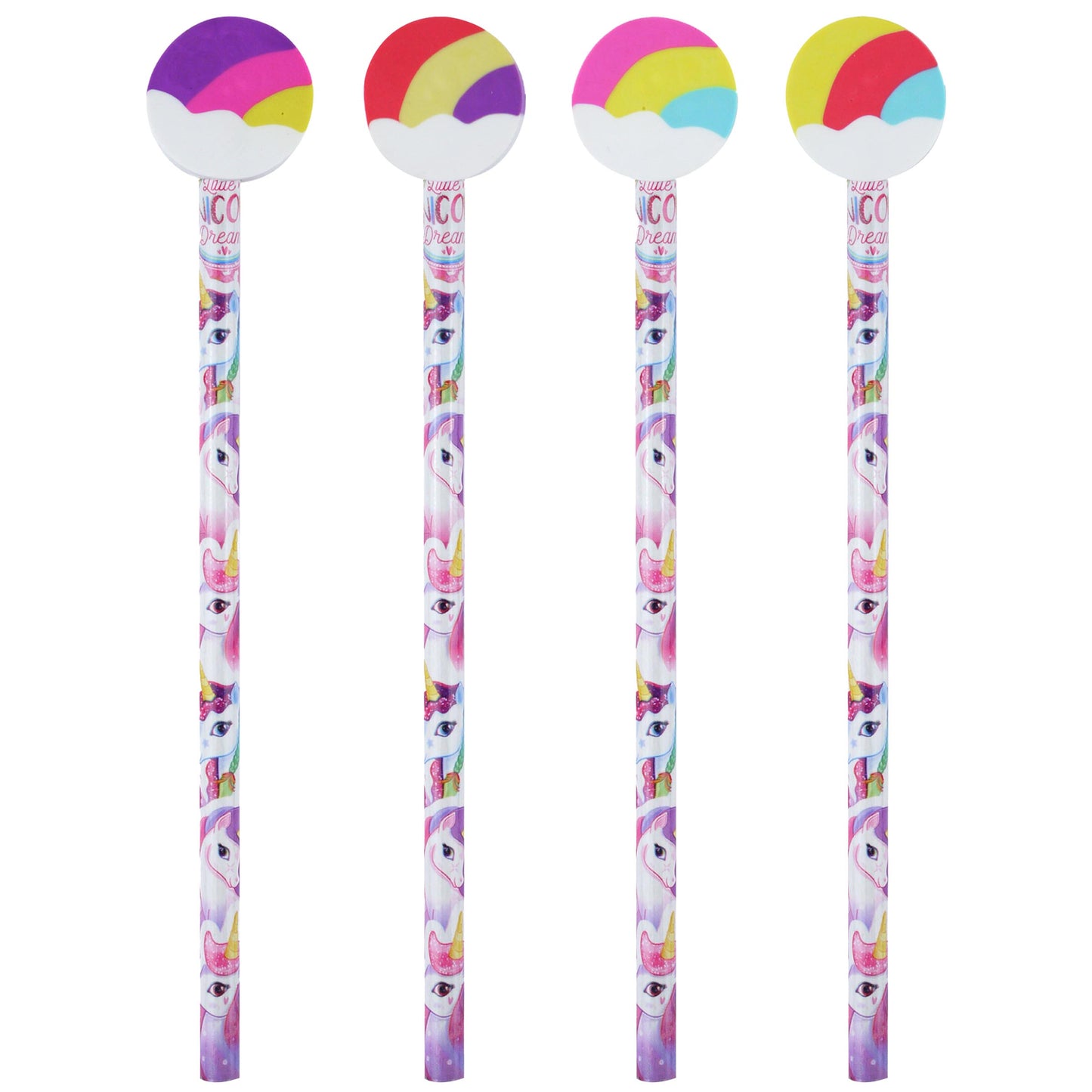 Unicorn Dreams Pencil with Rainbow Eraser Topper