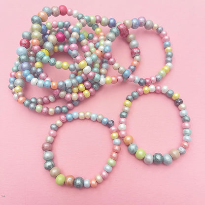Wooden Shimmer Bead Bracelet-Party Bag Fillers - Girls-The Curious Caterpillar