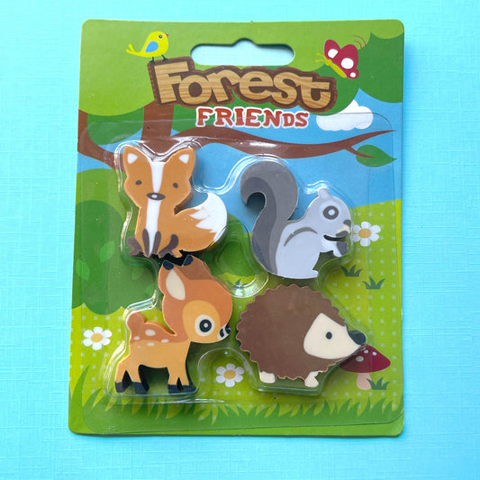 Forest friends Erasers -4pk