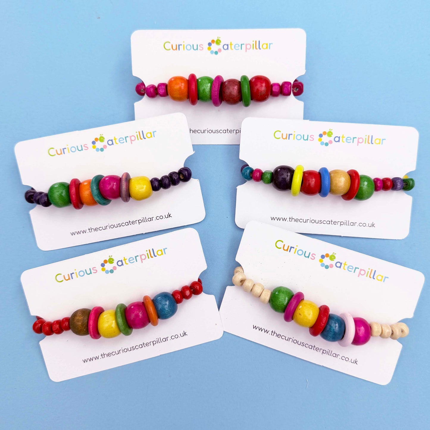 Bright Chunky Wood Beads Stretch Bracelet