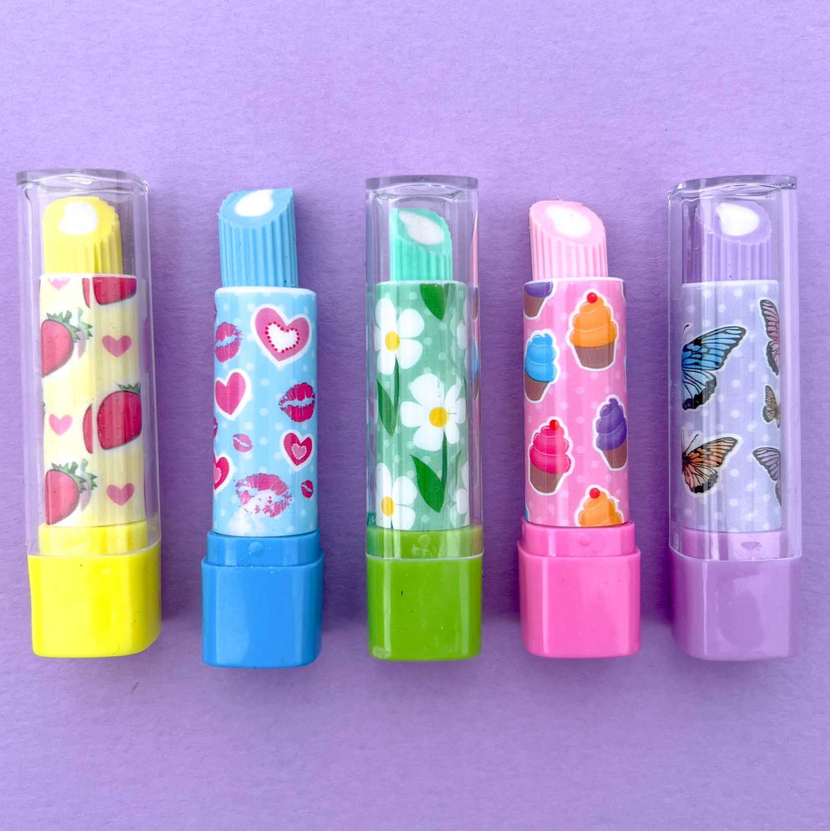 Assorted twistable lipstick erasers