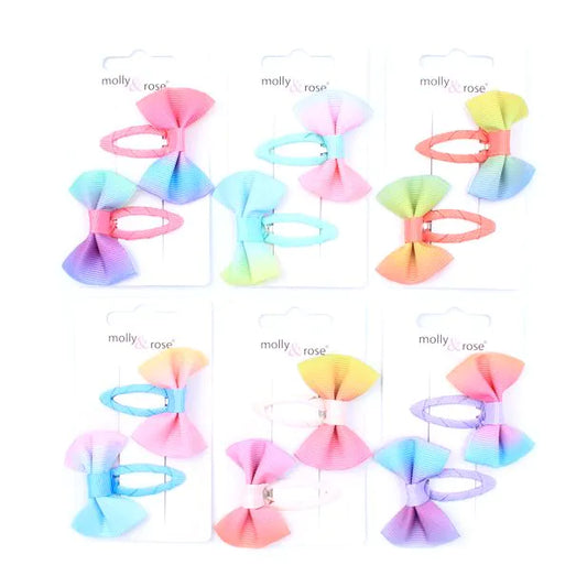 1 x Pair of Rainbow Bow Clips