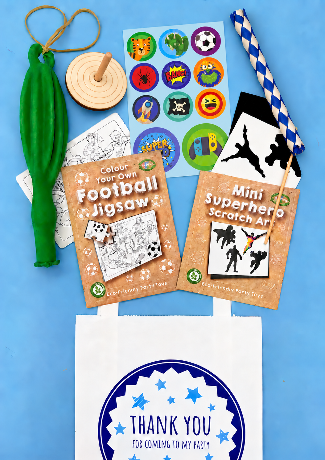 Boys Bumper Bag 2 - Plastic Free showing its included contents; one assorted version of each item supplied