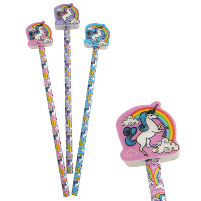 Unicorn Pencil with an Eraser Topper — one included in Eco Unicorn Party Bag; assorted designs shown where applicable