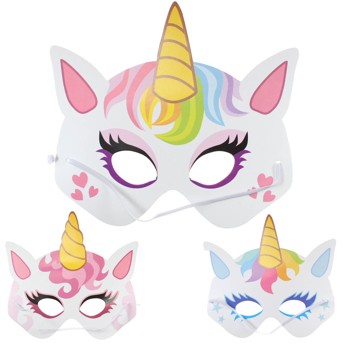 Unicorn Mask - Card — one included in Eco Unicorn Party Bag; assorted designs shown where applicable