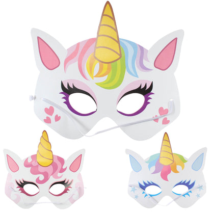 Unicorn Mask - Card — one included in Eco Unicorn Party Bag; assorted designs shown where applicable