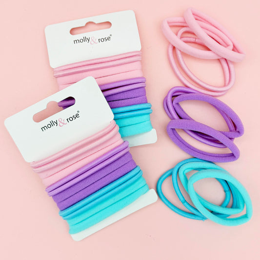 12pk - Pink/Lilac/Blue Jersey Elastics