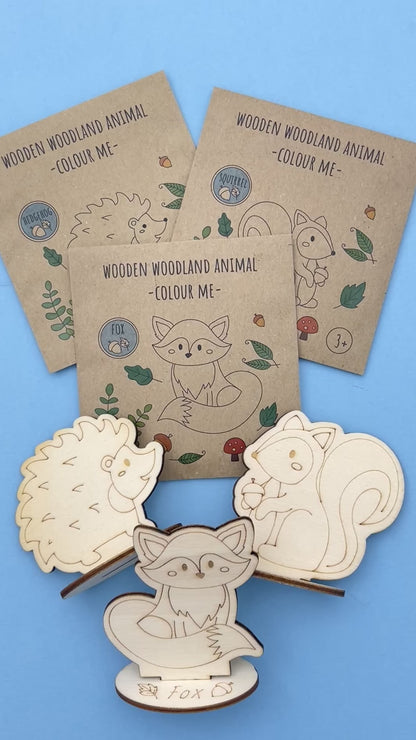 Wooden Woodland Animal with Base - Colour Me