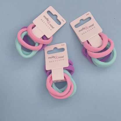 6pk - Pink/Lilac/Blue Jersey Elastics