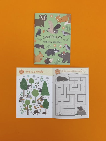 Clips showing some pages of the woodland activity book