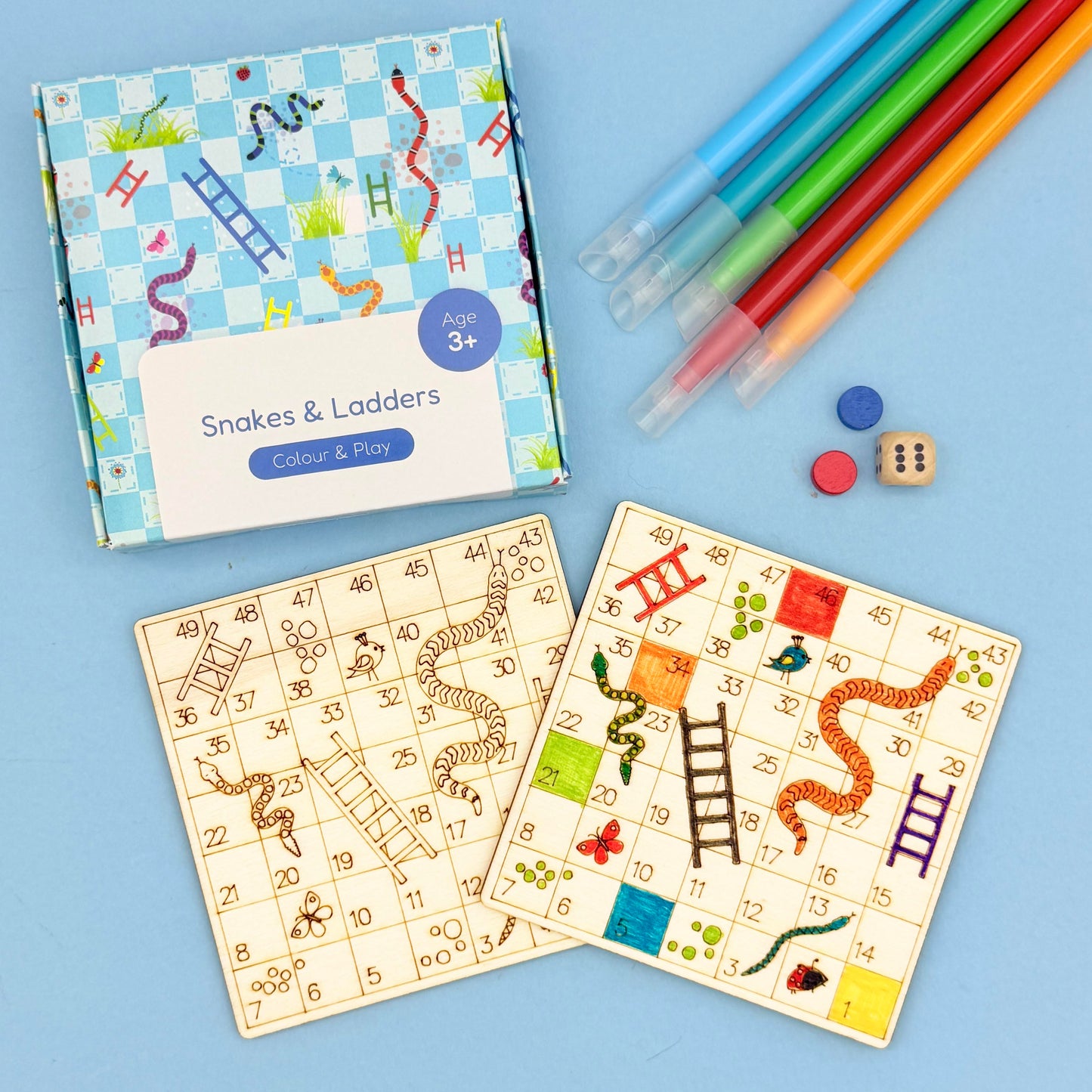 Mini Wooden Snakes & Ladders Game - Plastic Free