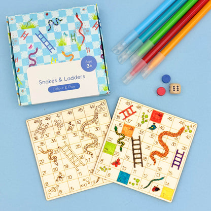 Mini Wooden Snakes & Ladders Game - Plastic Free included in jungle mini party bag with wooden snakes and ladders