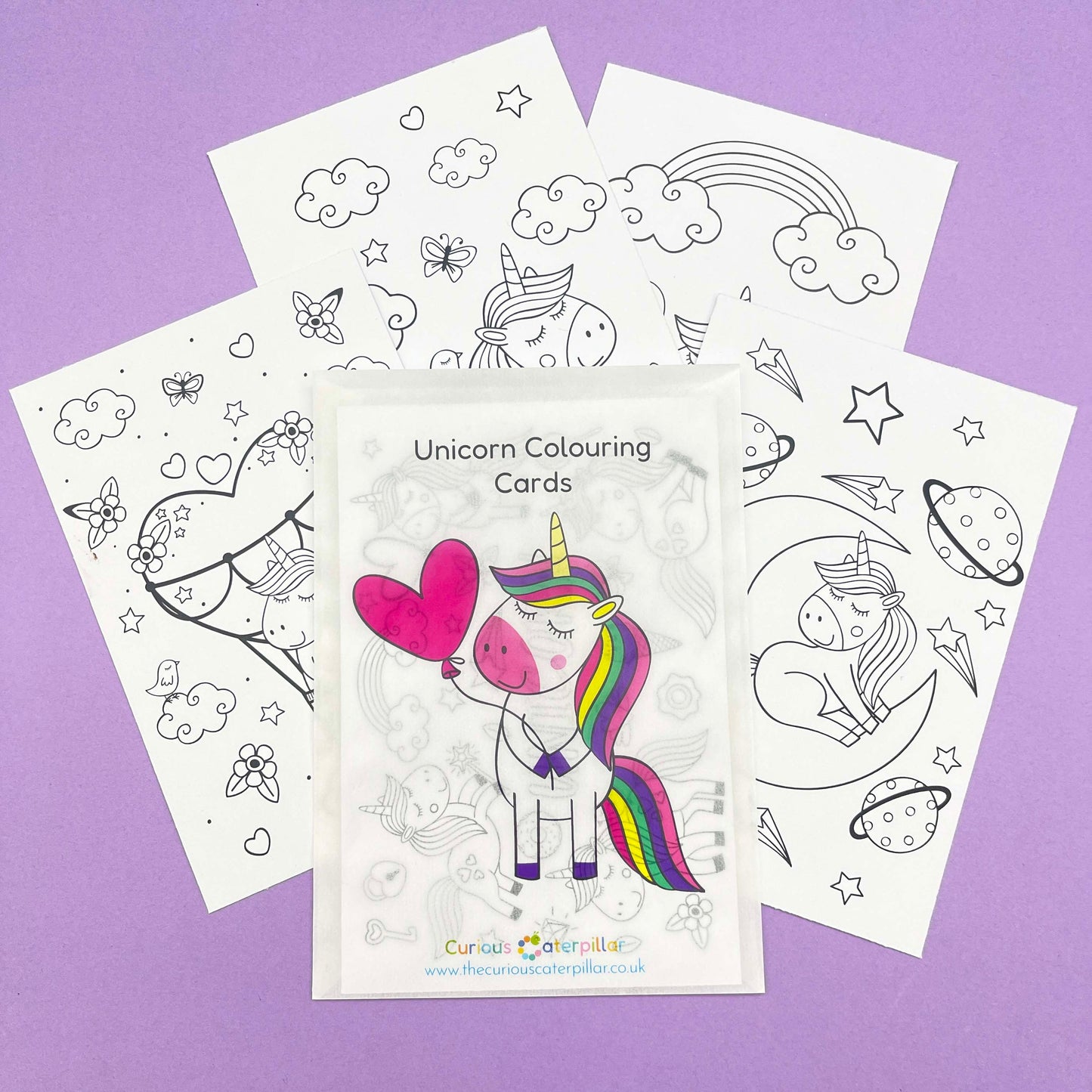 Unicorn Colouring Cards
