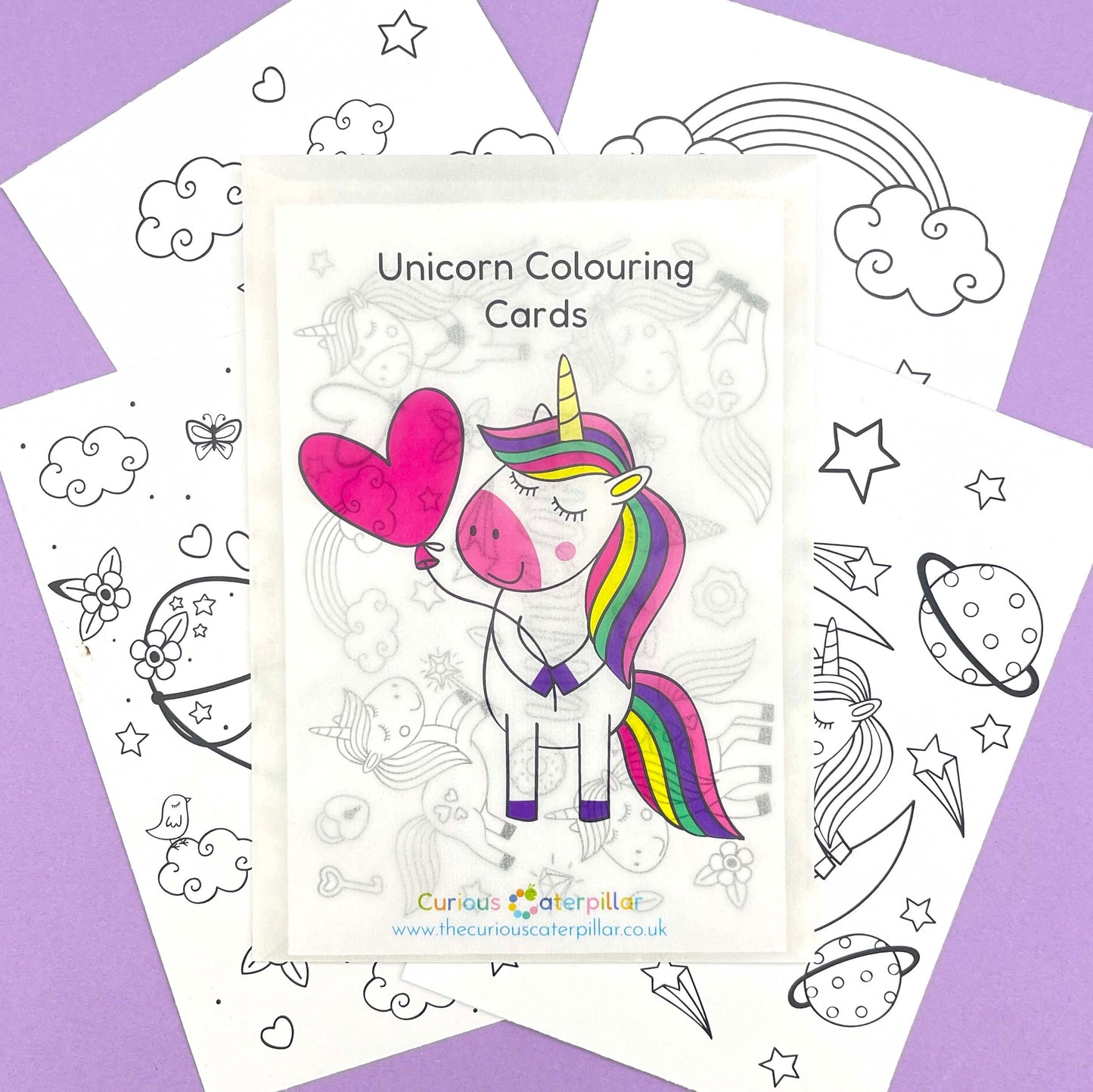 Unicorn Colouring Cards