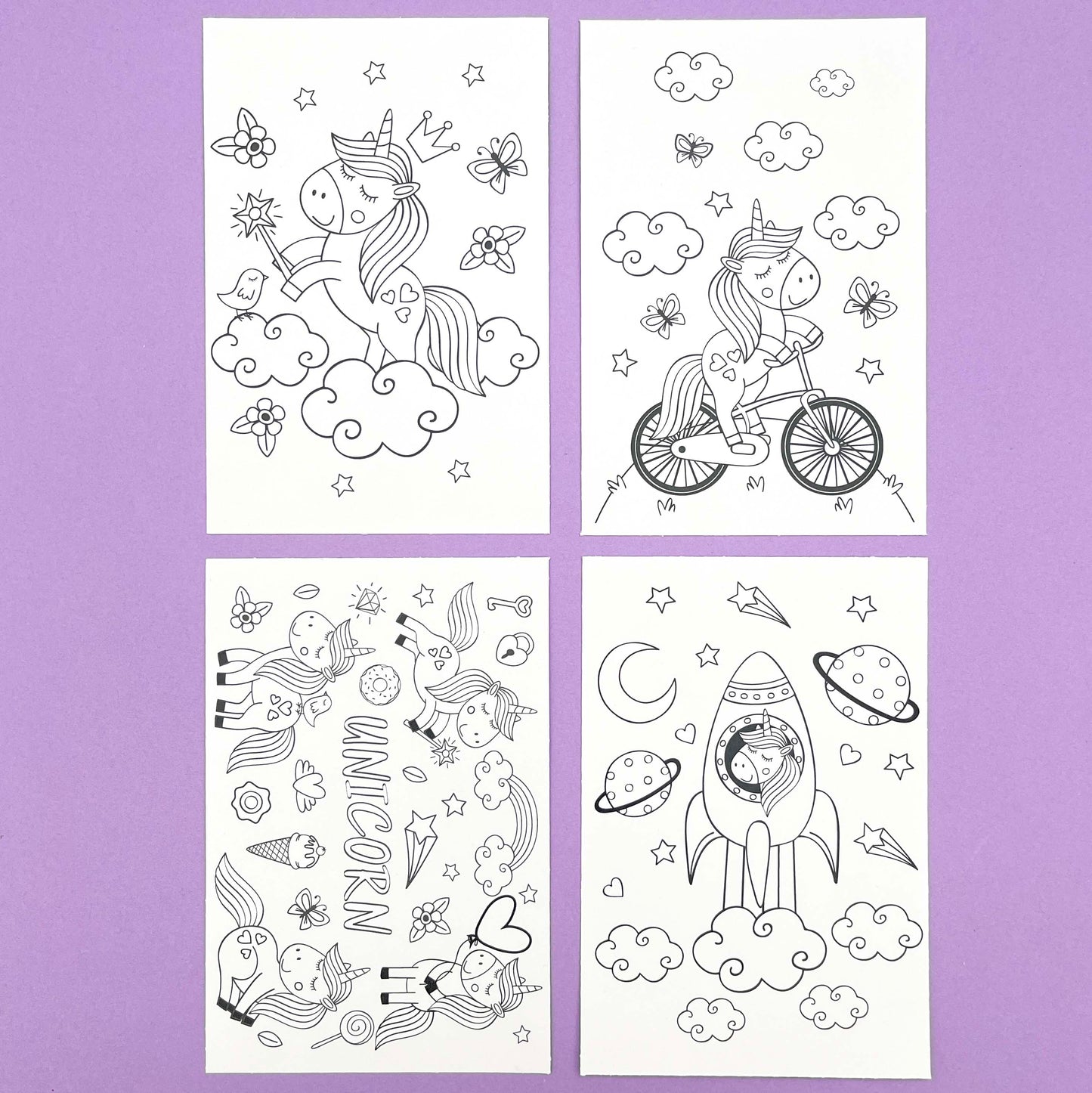 Unicorn Colouring Cards