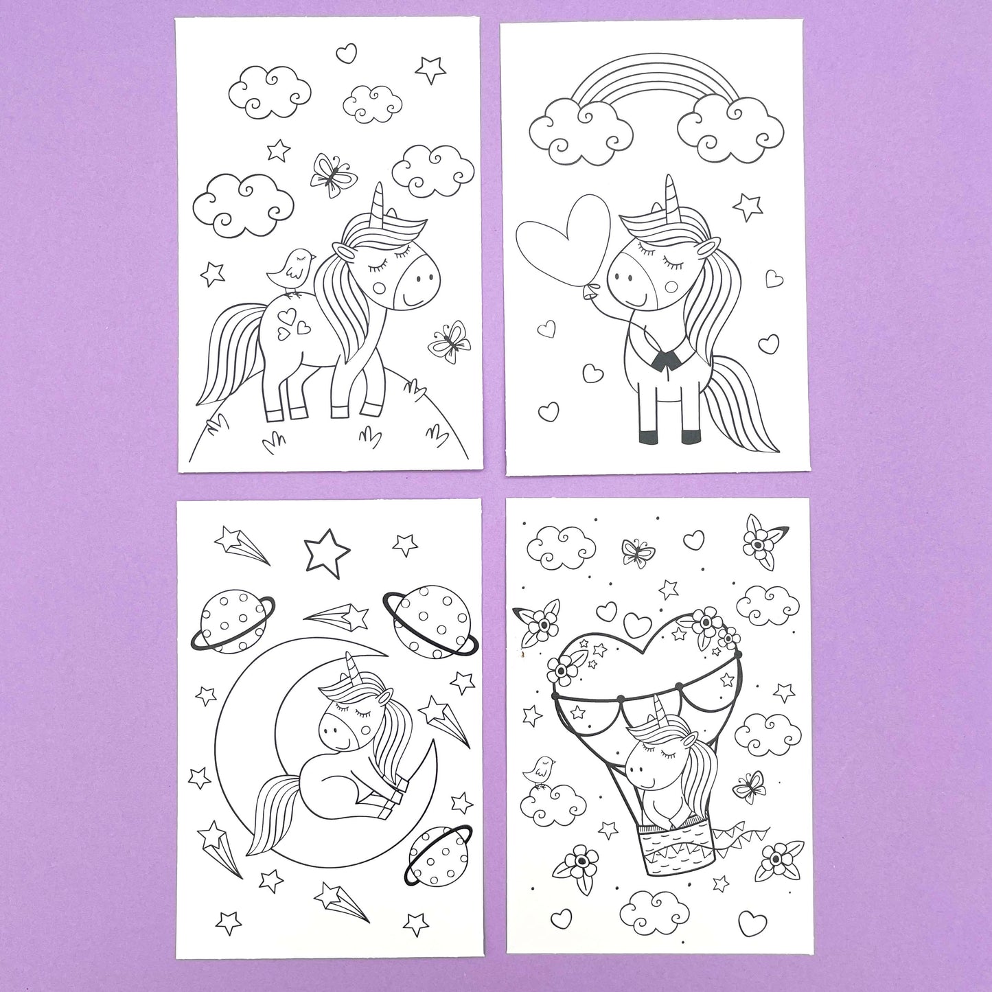 Unicorn Colouring Cards