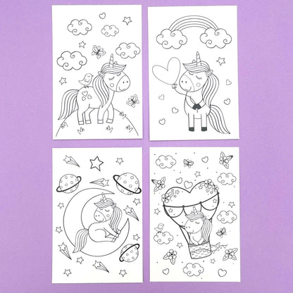 Unicorn Colouring Cards