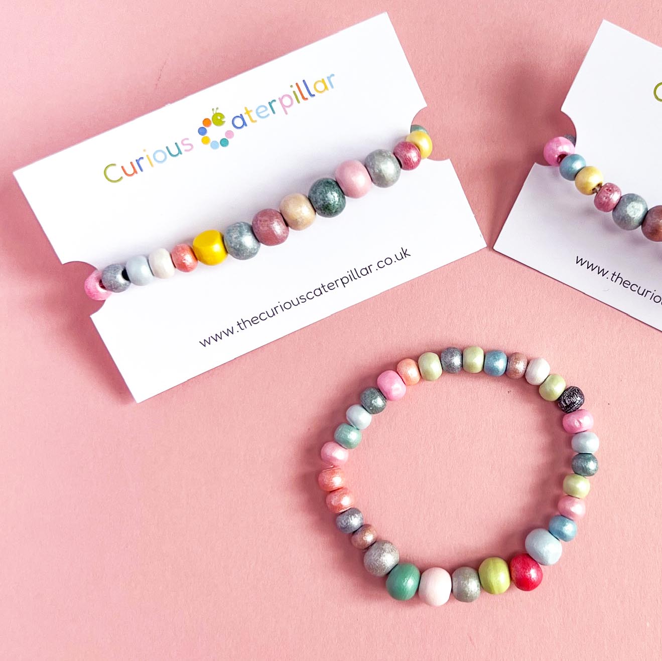 Wooden Shimmer Bead Bracelet-Party Bag Fillers - Girls-The Curious Caterpillar