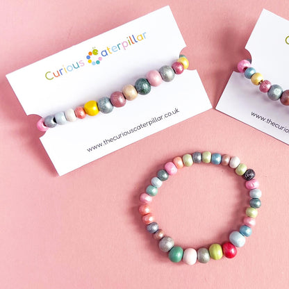 Wooden Shimmer Bead Bracelet-Party Bag Fillers - Girls-The Curious Caterpillar
