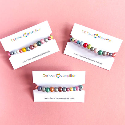 Wooden Shimmer Bead Bracelet-Party Bag Fillers - Girls-The Curious Caterpillar