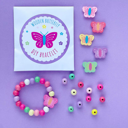 DIY Butterfly Bracelet Kit; one bracelet-making kit included; completed example shown