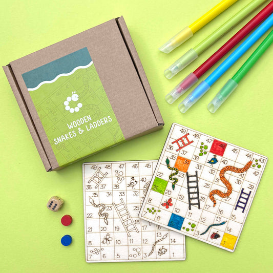 Mini Wooden Snakes & Ladders Game - Plastic Free