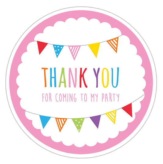 Pink Bunting Party Label