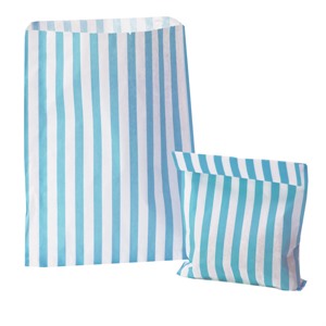 Aqua Blue Candy Striped Treat Bag