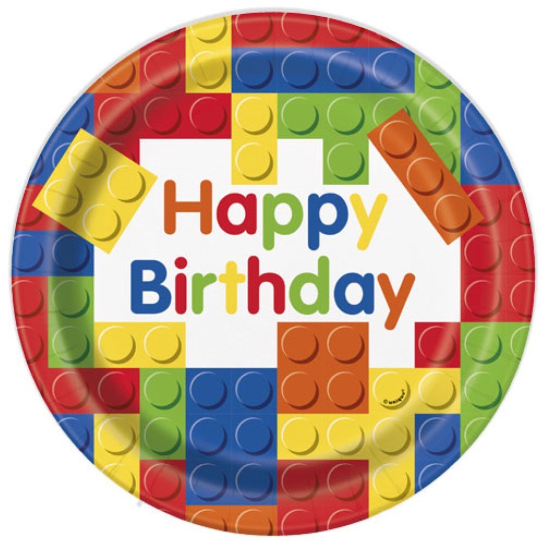 Happy Birthday Building Blocks Paper Plates 23cm – The Curious Caterpillar