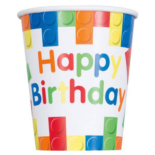 Happy Birthday Building Blocks Paper Party Cups