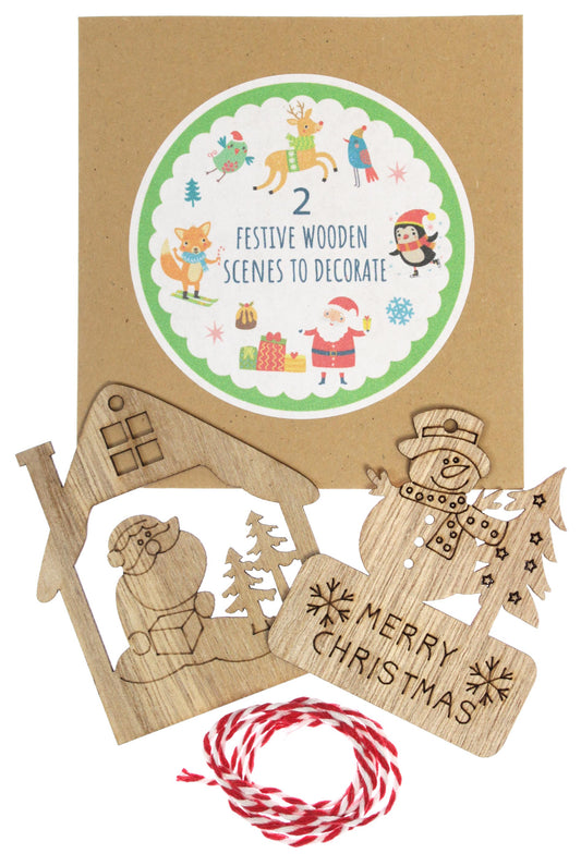 Wooden Hanging Christmas Scenes to Decorate